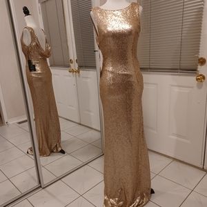New Gold Sequined Formal Dress - Size Small
